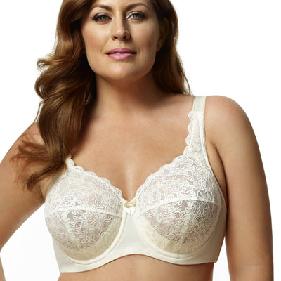 ELILA 2311 STRETCH LACE, UNDERWIRE FULL CUP BRA, IVORY