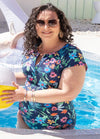 LA SCULPTE BDSW2201 CHLORINE  RESISTANT SHORT SLEEVE SWIMSUIT