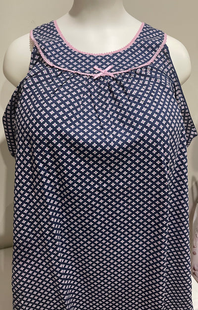 SCHRANK SK403NAY AZTEC BRUSHED COTTON SLEEVELESS NIGHTIE
